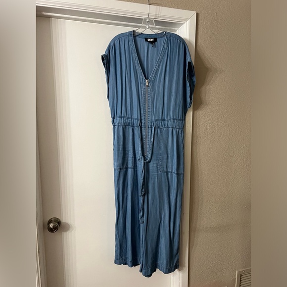 DKNY size large, chambray blue jumpsuit adjustable waist. Good condition. - Picture 6 of 6